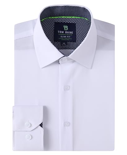 Men Slim Fit Performance Long Sleeve Solid Dress Shirt4