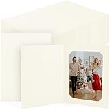 Golden State Art, Pack of 100, 4x6 or 5x7 Photo Folders, Cardboard Picture Frame, Paper Photo Frame Cards, Greetings/Invitation Cards, Special Events: Graduation, Christmas, Wedding(Ivory)