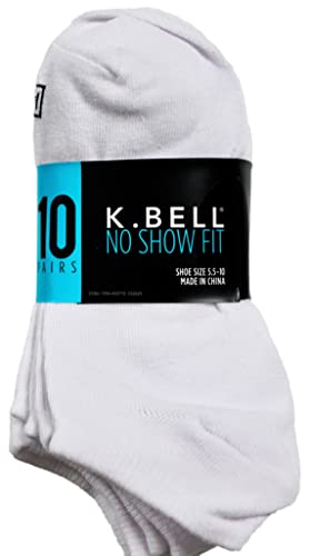 K. Bell Women's No Show Socks, White, 10 Pairs3