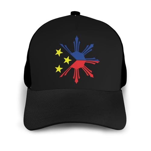 Tribal Philippines Filipino Sun and Stars Flag Bonnets Curved Brim Mesh Baseball Cap Casual Sun Hat Unisex3