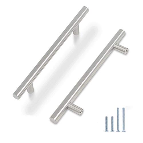 Probrico Stainless Steel Kitchen Cabinet Drawer Handles Bedroom Dresser Pulls 5/128mm Hole Centers (Brushed Nickel, 5 Pack)
