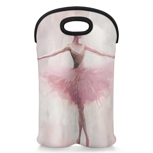 GzLeyigou 2 Bottles Dancing Wine Bag Sleeve Totes Neoprene Protective Wine Carrier Bag for Wine,Water, Champagne, Beer, Baby Bottles,Gift 14.5 x 10 Inches