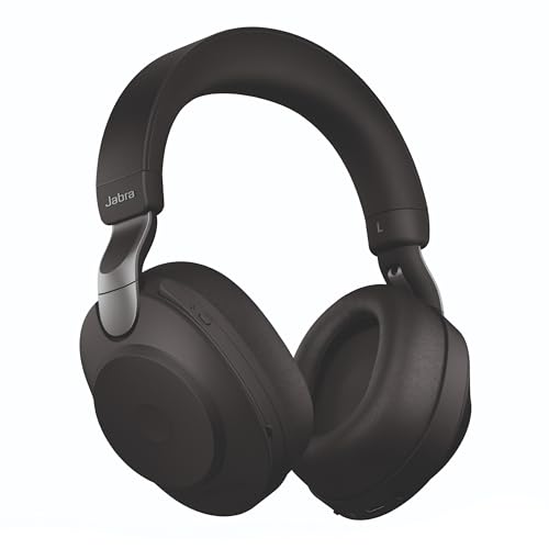 Jabra Evolve2 85 Noise Cancelling Headphones with Mic - Hi-Res Premium Sound - Wireless Office Headset with 10 Microphone ANC Array - Over Ear Bluetooth - 40mm Drivers - 37hr Batt - UC Cert USB-A