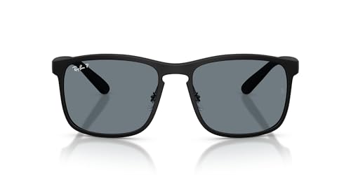 Image of Ray-Ban RB4264 Chromance Square Sunglasses | Ray-Ban Sunglasses for Men - Crystal Polarized Designer Sunglasses with Adjustable Nose Pads