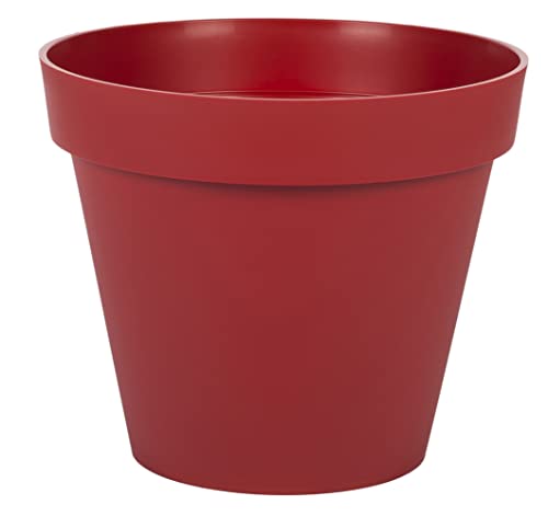 EDA - Maceta Redonda Toscana Ø 25 cm – Volumen 6 L – Ø 25 x 21 cm – Rojo Rubí