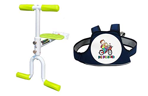 Asiento de bicicleta para niños portátil con arnés y timbre de regalo