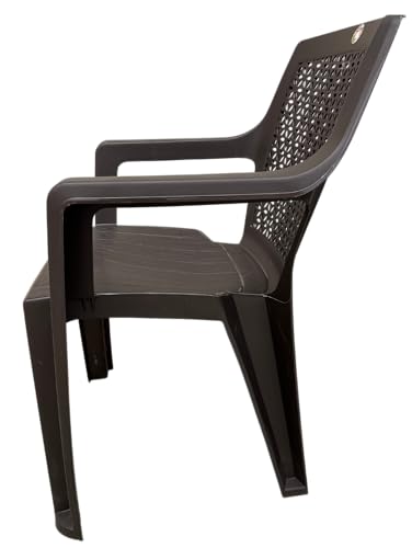 Image of SkyGlamour Cello Sonet Armrest Chair | Living Room, Office, Garden, Indoor & Outdoor Use | Brown Plastic Chair Set of 2