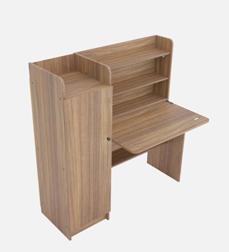 Image of NEUDOT Vision Engineered Wood Study Table with Single Door Storage | Leon Teak Finish | Compact & Modern Work Desk | Durable Study & Laptop Table