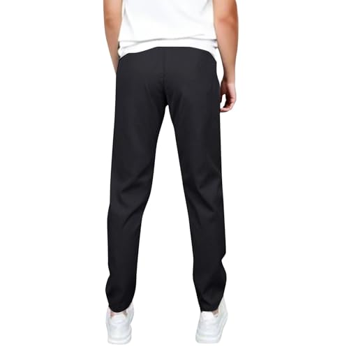 Mens Casual Pants Regular Fit Drawstring Elastic Waist Chino Pants Lightweight Straight Leg Twill Pant with Pockets3