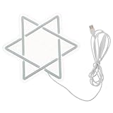 ANDRESLAD Chanukka LED Neonlicht Davidstern Acryl 3D Leuchtstern mit USB Dimmbar Blaue Innenbeleuchtung für Jüdische Festdekoration