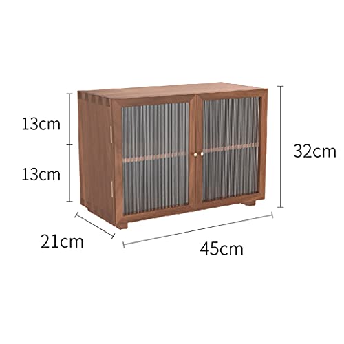 zyr Schwarze Walnuss Kleines Schrank Glastür Tee Set Schließfach 2-Layer Sideboard Hautpflege Produkte Porzellananzeige Kabinett Teetasse Lagerschrank Dekorativen Schrank - Image 6