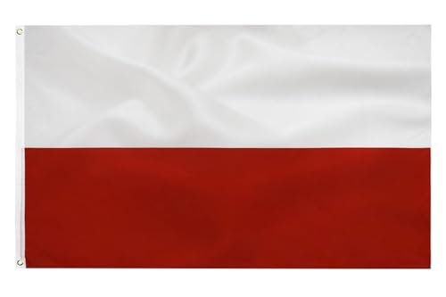 Polish flag Flaga polska 90 x 150 cm- Polnische Flagge Polyester leuchtenden Farben mit Messing-Ösen