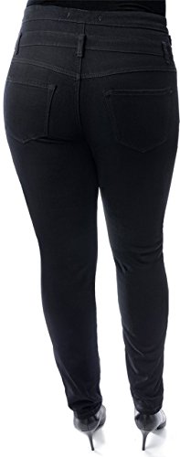 Jully Womens Plus Size High Waisted Blue/Black Stretch Skinny Denim Jeans Pants (16, Black) #TOP2