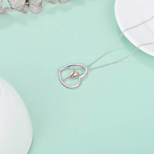 Mistbee Ballerina Necklace 925 Sterling Silver Heart Necklace Ballerina Dancer Gymnasts Ballet Dance Pendant Necklace Dance Jewelry Gifts For Women Teenage #TOP3
