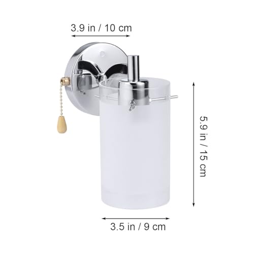Image of Veemoon Wall Light Fixture with Pull Chain, Enterway Glass Wall Mount Lamp Vintage Farmhouse Corridor Decorative Lamp Pull Closet Light for Bedroom Hallway Bathroom (12V-240, E27, No Bulb Included)