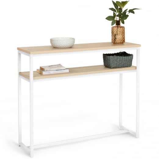 IDMarket - Consola doble Detroit diseño industrial madera y metal, color blanco