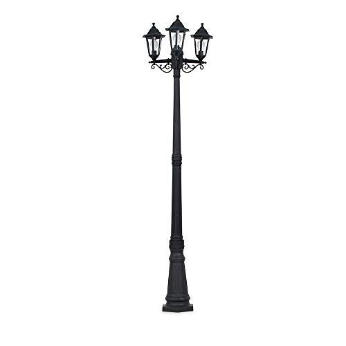 MiniSun | Traditional 2.2m Black 3 Way IP44 Outdoor Garden Lamp Post Light Complete with 3 x 4w LED Candle Bulbs | Outdoor Lights & Home/Garden Improvements Essential | | Mains Wired