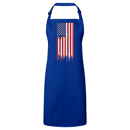 Tablier cuisine bleu USA premium en tissu haut de gamme pour chef