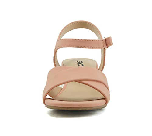 Soda Kids/Children/Girls AIDA-2 Crisscross band Soft Comfortable Sole with Ankle Buckle Strap Block Heel Sandals Shoes3
