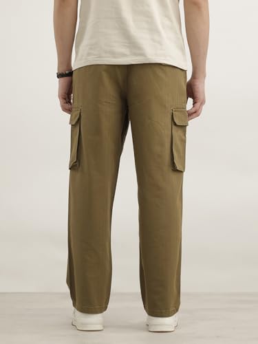 Image of WROGN Men's Cotton Trousers | Solid Design | Loose Fit