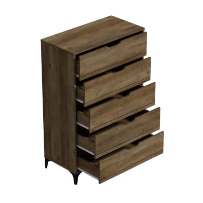 Galano Lilay 5 Drawer Dresser - Dressers - Dressers & Chest Of Drawers - Dresser For Bedroom - Dresser Organizer - Tall Dresser - Wood Dresser - Knotty Oak #TOP3