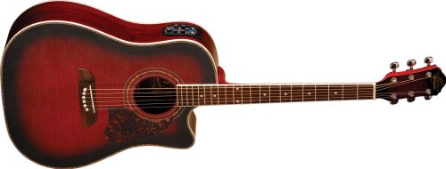 Oscar Schmidt OG2CE Dreadnought Cutaway Acoustic-Electric Guitar - Flame Black Cherry
