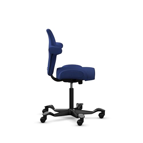 Image of HAG Capisco Sit to Stand Chair-Black Frame-Upholstered Cobalt Blue