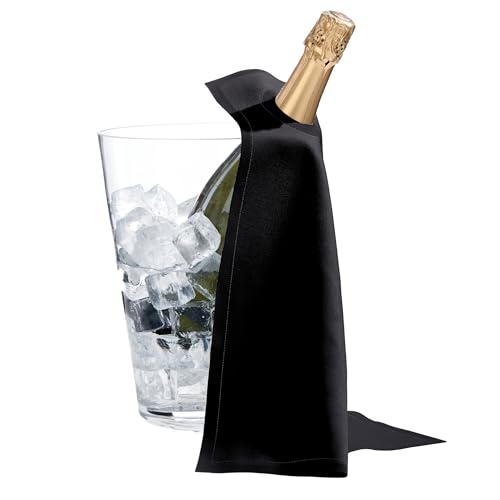 Paño cubre botella profesional 100 % algodón ultrarresistente – antideslizante, secado rápido – hostelería Rizo Lito 40×40 cm para vino y cava - Recomendado para el uso en cubiteras - Color negro