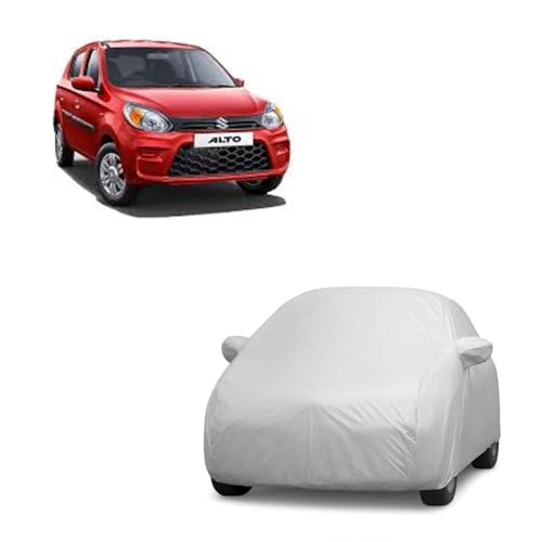 Image of Car Body Cover Compatible with Maruti Suzuki 800 |Model 2001|Water Resistant |Without Mirror Pocket|Triple Stitched Fully Elastic,All-Weather Protection Silver