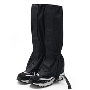 Coolrunner Leg Gaiters, Waterproof Boot Gaiters Gators for Hiking Boots, Adjust Shoe Gaiters for Men and Women, Black Breathable Boot Gators for Walking, Hunting, Climbing