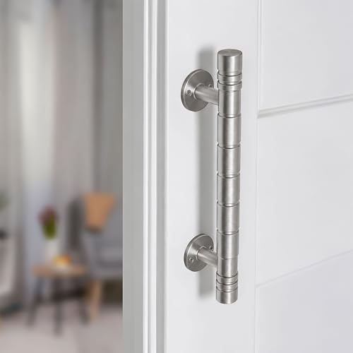 Image of VOLO Main Door Pull Push Handle for Main Entry | Interior Exterior Use | Modern Home Office Door Hardware Pull Handle | (Silver Satin, 8 Inch (200MM), Pack of 2 Piece (K-58))