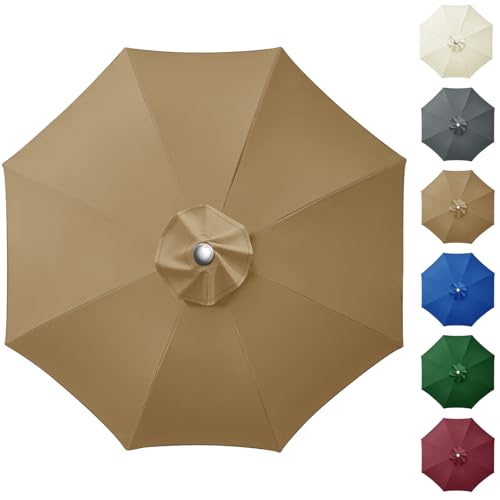 NAKIHOUSE Sonnenschirm Ersatzbezug 2.7m 8 Streben Terrassenschirm Bespannung Stoffbezug, Gartenschirm Ersatz-Überdachung, Sonnenschirm Bezug Für Hof, Garten, Strand, Pool, Khaki NAKIHOUSE Sonnenschirm Ersatzbezug 2.7m 8 Streben Terrassenschirm Bespannung Stoffbezug, Gartenschirm Ersatz-Überdachung, Sonnenschirm Bezug Für Hof, Garten, Strand, Pool, Khaki