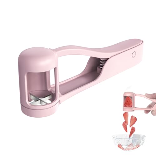Image of Luvan Grape Cutter for Toddlers 1-3, Grape Slicer Kitchen Gadget for Vegetable Fruit Salad Cake Decor, Stainless Steel Baby Grape Quarter Cutter Tool for Cherry Tomato Strawberry Blueberry - Pink