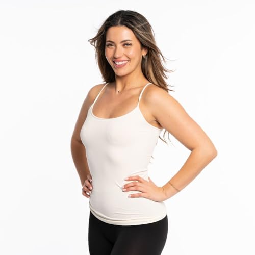 Image of Malibu Sugar Womens Camisole Tank Tops - Seamless Fitted Spaghetti Strap Cami Stretch Basic Womens Camisole for Layering XS-M