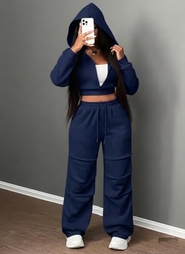 Image of Q - RIOUS Women's Baggy Mid Waisted Lounge Sweat Pants with Drawstring Athletic Flared Joggers with Pockets