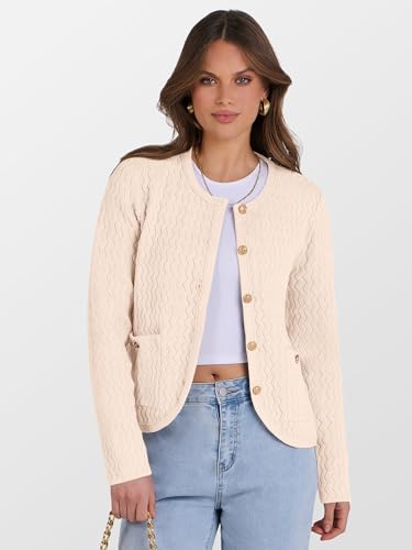 Caracilia Women's 2025 Fall Cardigan Sweaters Knitted Dressy Casual Jackets Trendy Outfits2