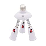 CLWHJ-360 Degrees Adjustable-3 in 1 E26/E27 Splitter Socket Adapter. E26/E27 Standard LED Bulbs 360