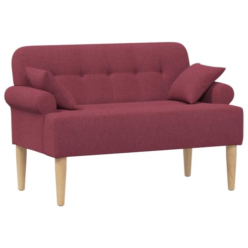 Sofá love seat burdeos con tapicería de botones para salón elegante 2