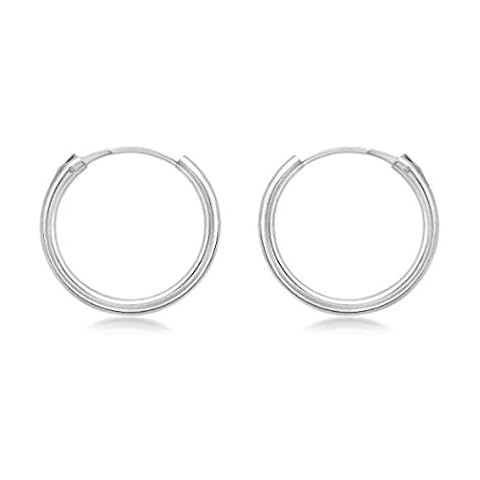 Halo's London © 9ct White Gold Plain 10mm - 20mm Hoop Sleeper Hoops/Sleepers/Earrings (16mm) Cover