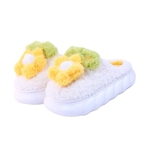 hongbanlemp House Shoes Chaussons d'intérieur antidérapants en coton à semelle épaisse pour femme Motif floral Couleur D Taille 38-39 Cover