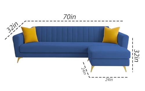 Image of Casaliving Murdock 4 Seater Convertible Sofa Set for Living Room, 3 Seater & Ottoman Modular Sectional Couch for Small Space (Blue Colour) Fabric