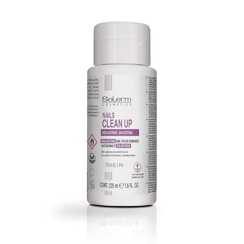 SALERM - Quitaesmalte Sin Acetona - Nails Clean Up - 225 ml - con Aceites de Frambuesa y Almendras Dulces - Hidrata, Protege y Repara las Uñas - Quita Esmalte de Uñas Rápido y Eficaz