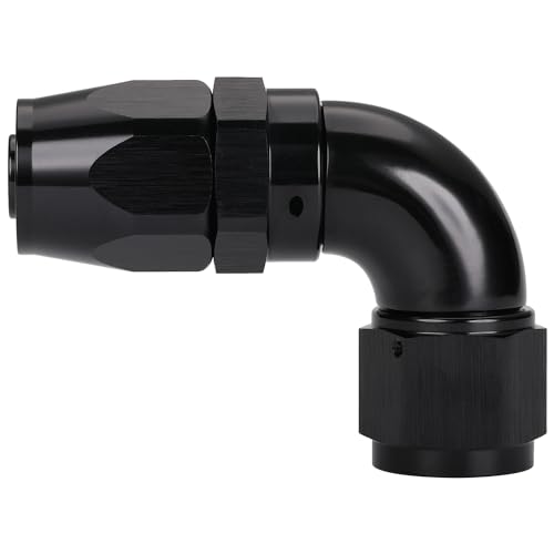 Podavelle 10AN 90 Degree Elbow Swivel Hose End Full Flow Fitting Adapter Aluminum Black