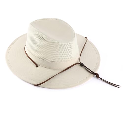 Image of Home Prefer Cotton Summer Fedora Hat Wide Brim Sun Hats for Men Women UPF 50+ Sun Protection Cap for Fishing Hiking