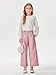 Haloumoning Girls Wide Leg Pants Kids Fashion Elastic Waist Front Button Trousers with Pockets 5-14 Years Pink