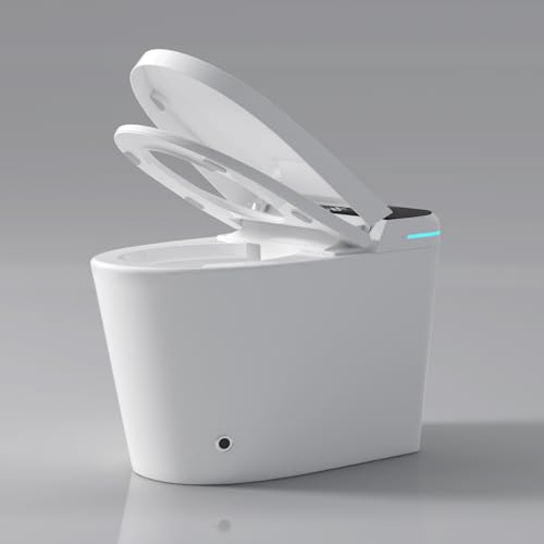 Smart Toilet, Bidet Toilet, Inodoro Inteligente con Tapa Automática, Asiento Bidet Integrado, Sensor de Pie para Descarga, Asiento Calefactable, Agua Tibia, Secador, Luz Nocturna y Pantalla LED, Blanco miniatura 5