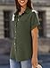 Beautife Womens Short Sleeve Shirts V Neck Collared Button Down Shirt Tops with Pockets Army Green
