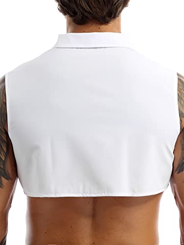 Men's Dickey Collar Half Shirts Formal Party Officer Uniforms Tuxedo Vest Fake Collar Blouses4