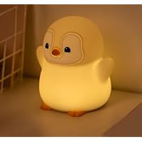 Penguin Night Light for Kids, Cute Squishy Lamp Rechargeable Night Lamp, Penguin LED Novelty Bedside Light, 2 Level Dimmable, Silicone Nursery Table Lamp Room Decor, Nightlights Gifts for Girls Boys
