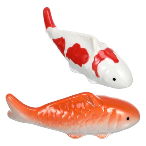 Gadpiparty Schwimmende Fische Dekoration 2 Stück Keramik Fisch Ornament Lebensechte Aquarium Deko Für Gartenteich Und Wasserlandschaft
